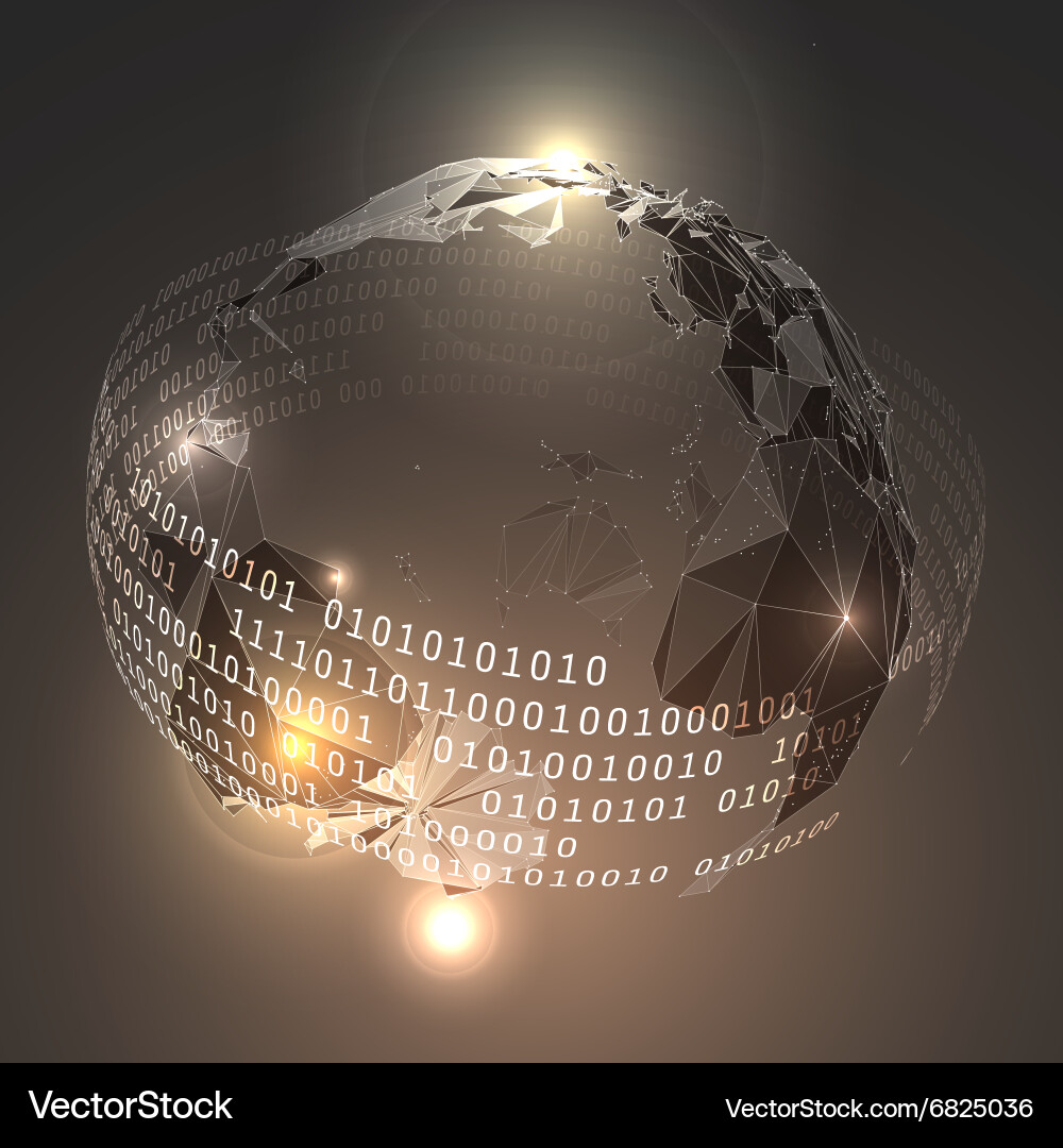 Binary Globe with Triangles vector image