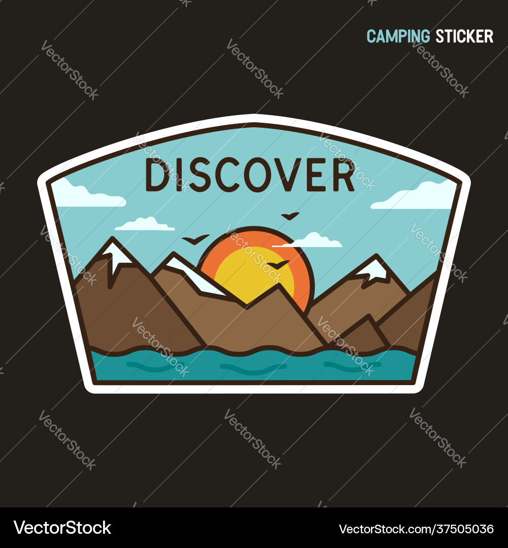 Camping adventure sticker design travel hand vector image