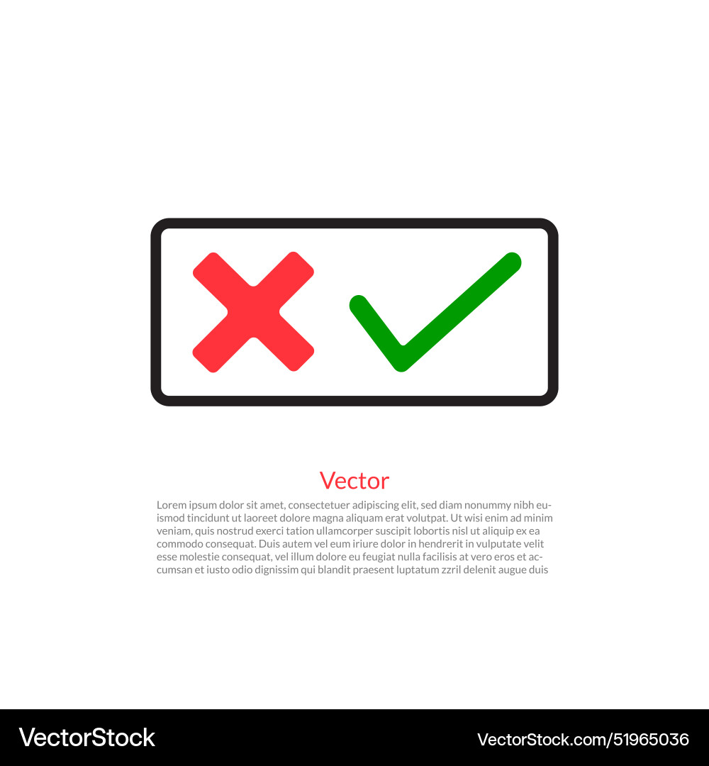 Check marks tick and cross icons Vector Image