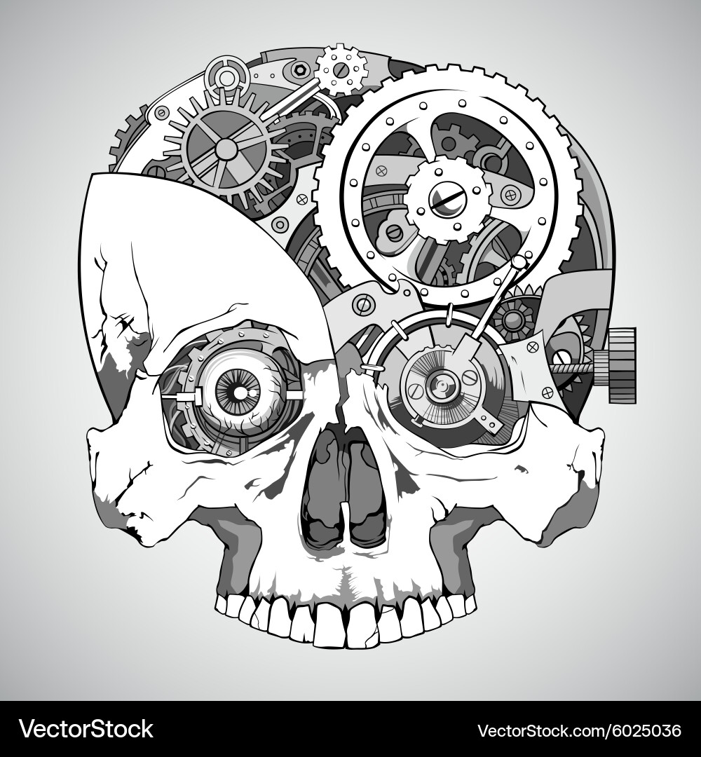 Clockwork Skull Mechanism Vector Image