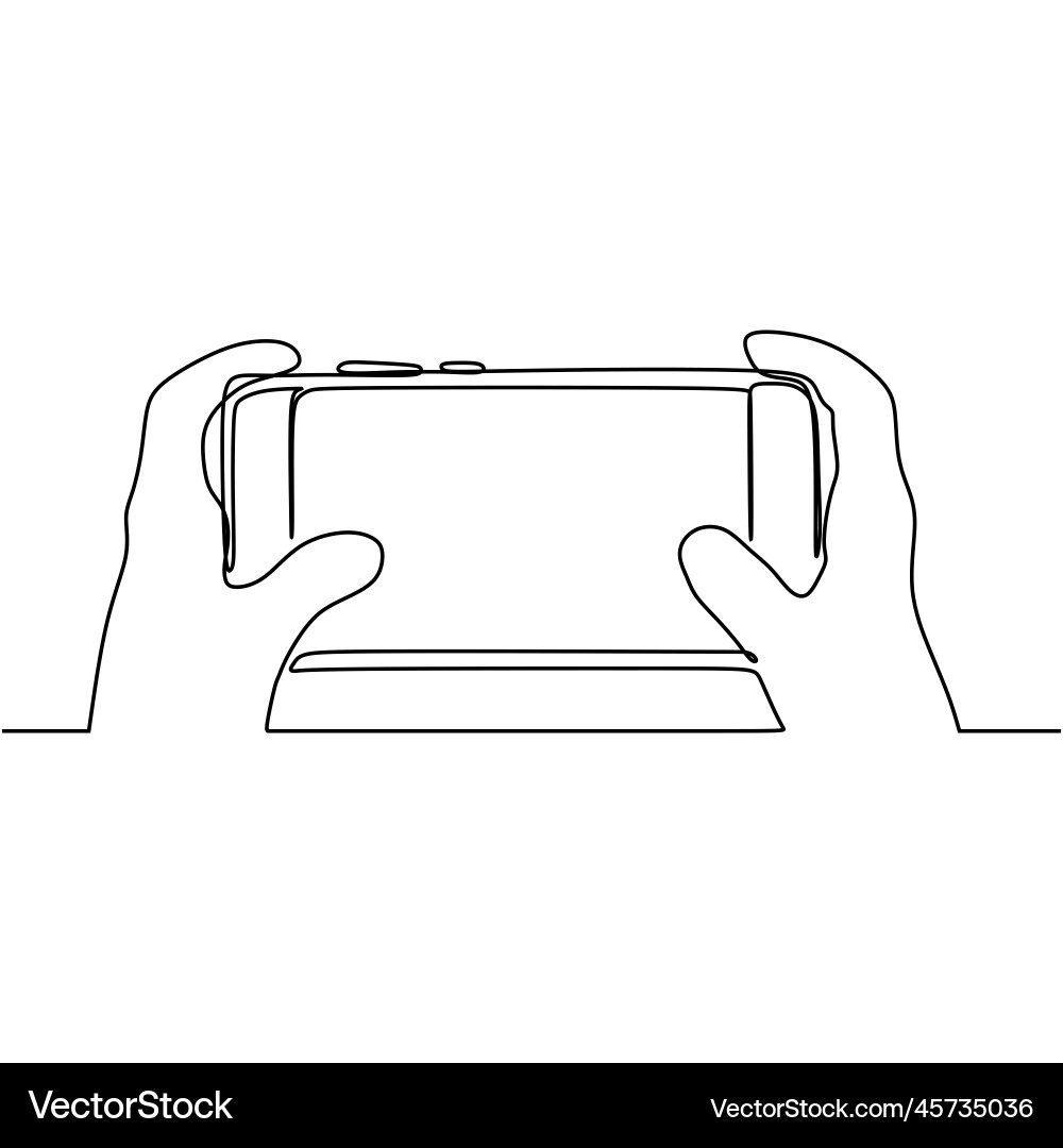 Continuous line drawing of playing mobile game Continuous line drawing of playing mobile game vector image