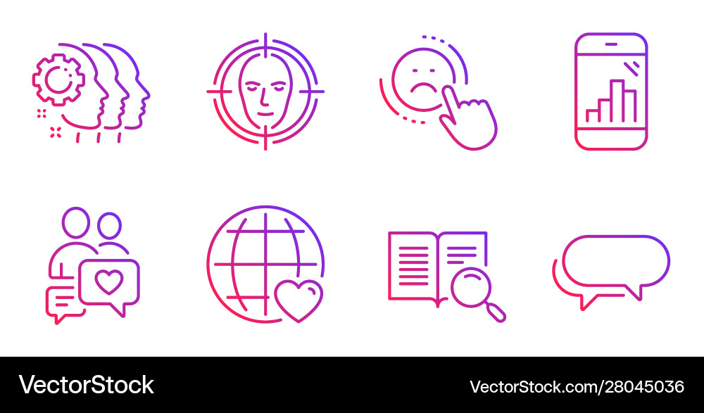 Face detect search text and dislike icons set Vector Image