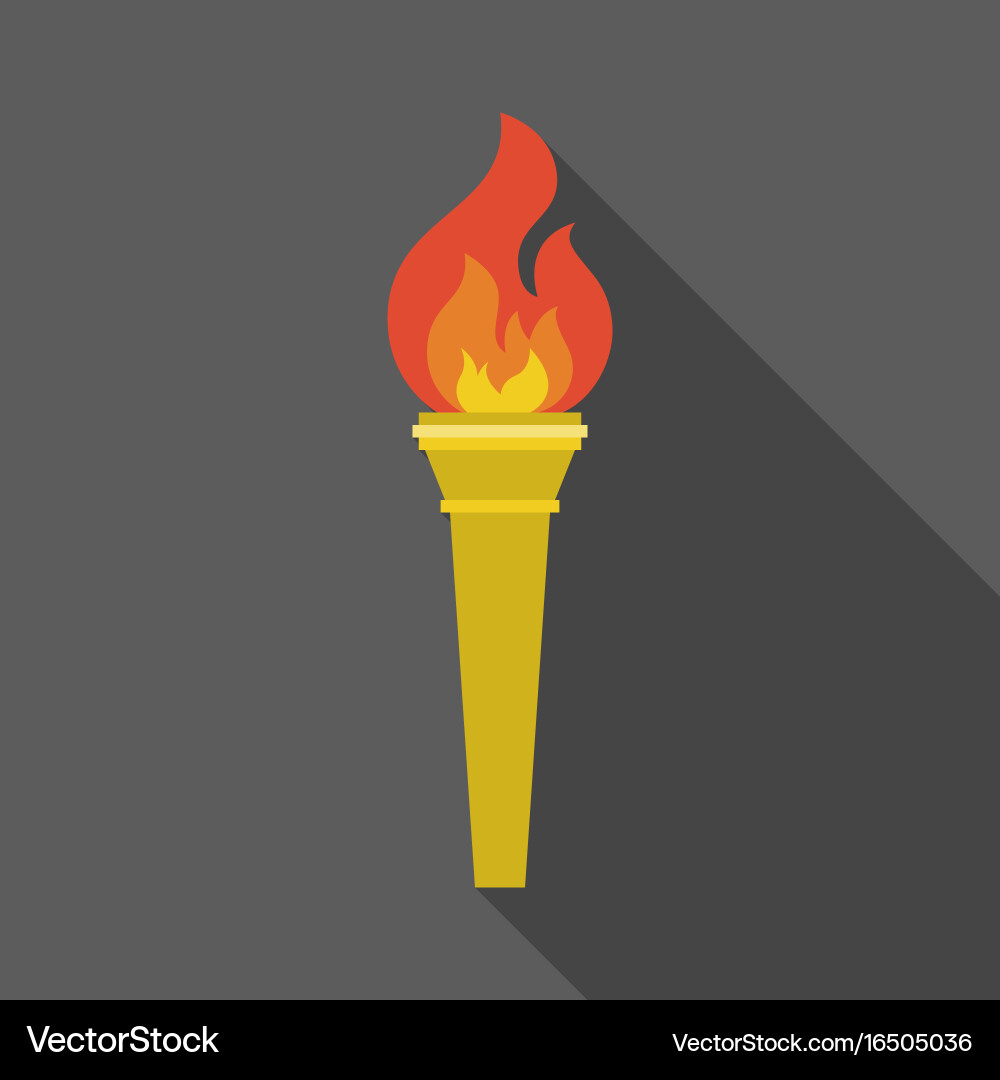 Golden Torch Icon with Shadow vector image