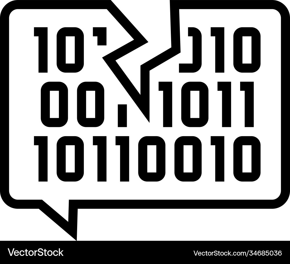 Hacked password binary code line icon Hacked password binary code line icon vector image