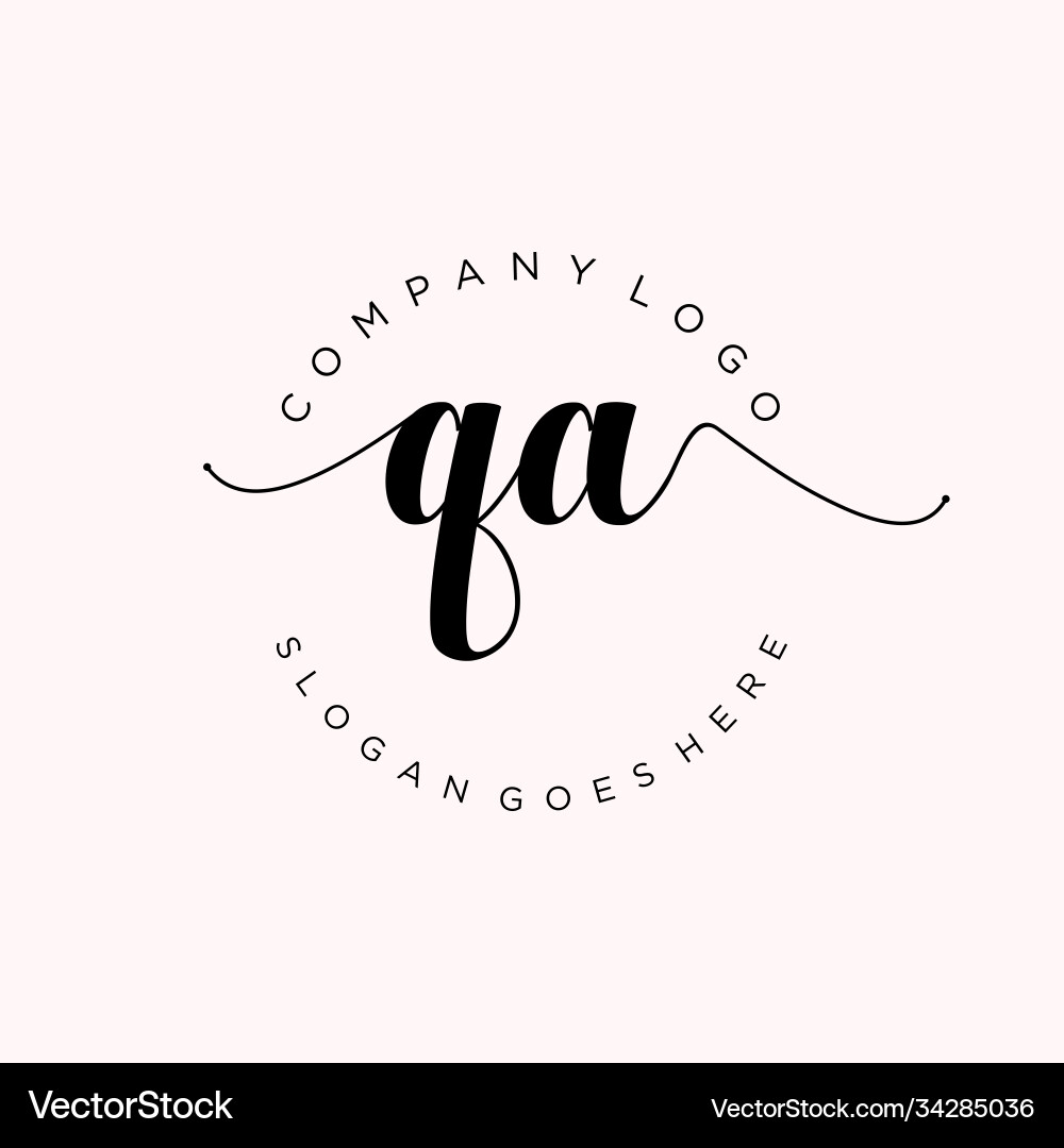 Initial qa handwriting logo with circle template vector image