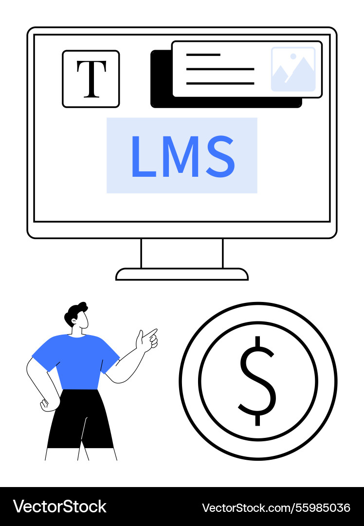 Learning management system interface with cost Vector Image