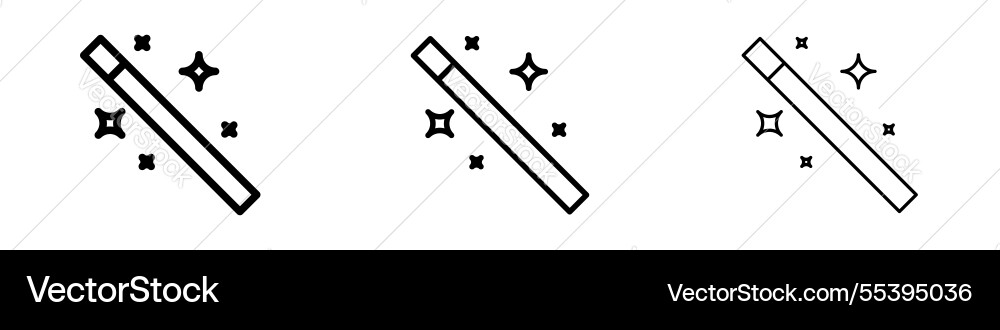 Magic wand icons in three different stroke lines Vector Image