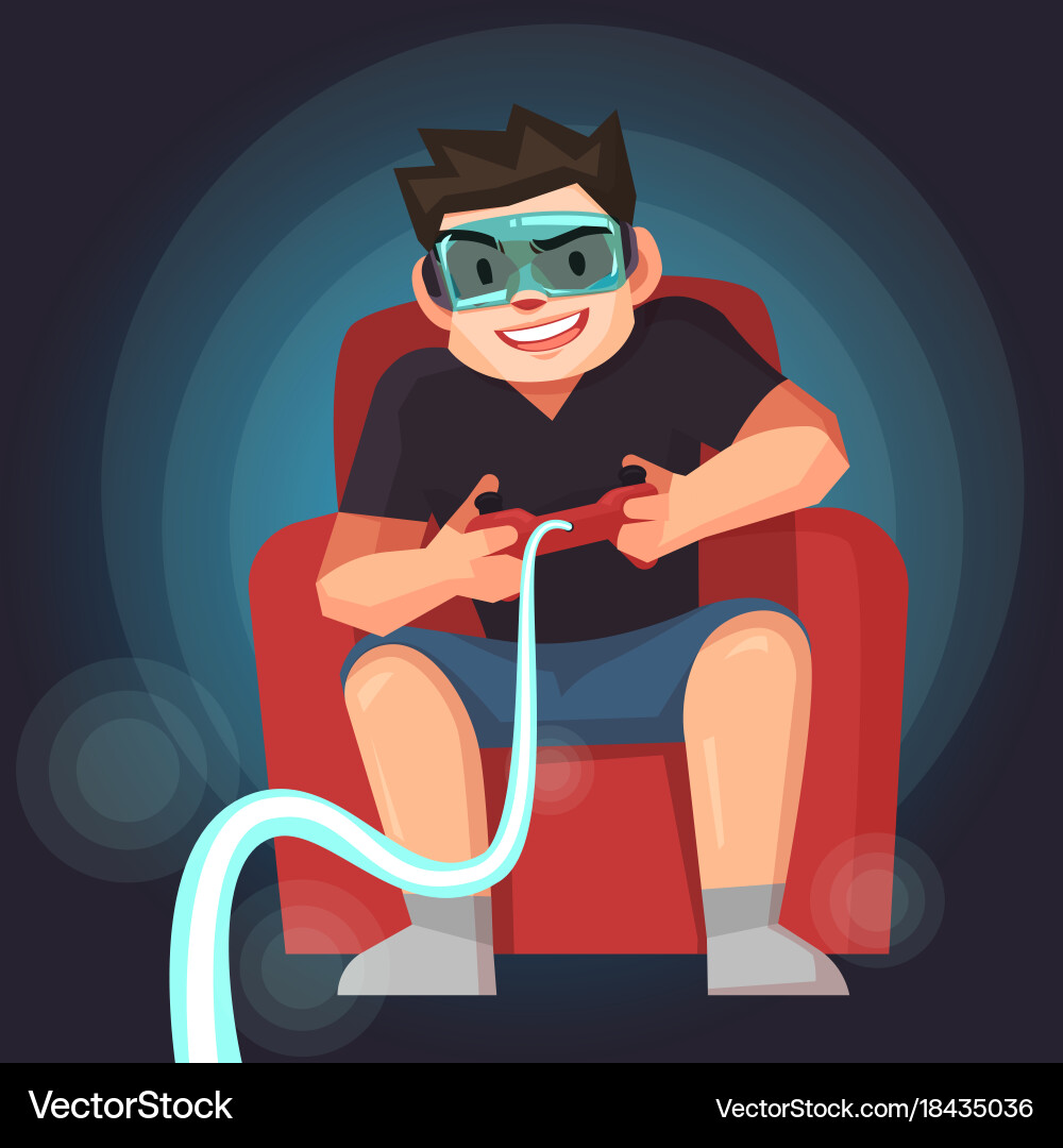 Man play the game with joystcik Vector Image