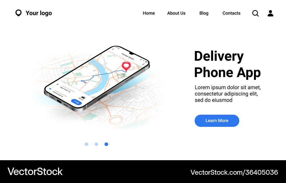 Phone city map landing page mobile delivery Phone city map landing page mobile delivery vector image