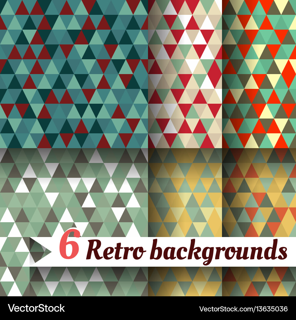 Retro backgrounds with triangle set of 6 items Retro backgrounds with triangle set of 6 items vector image