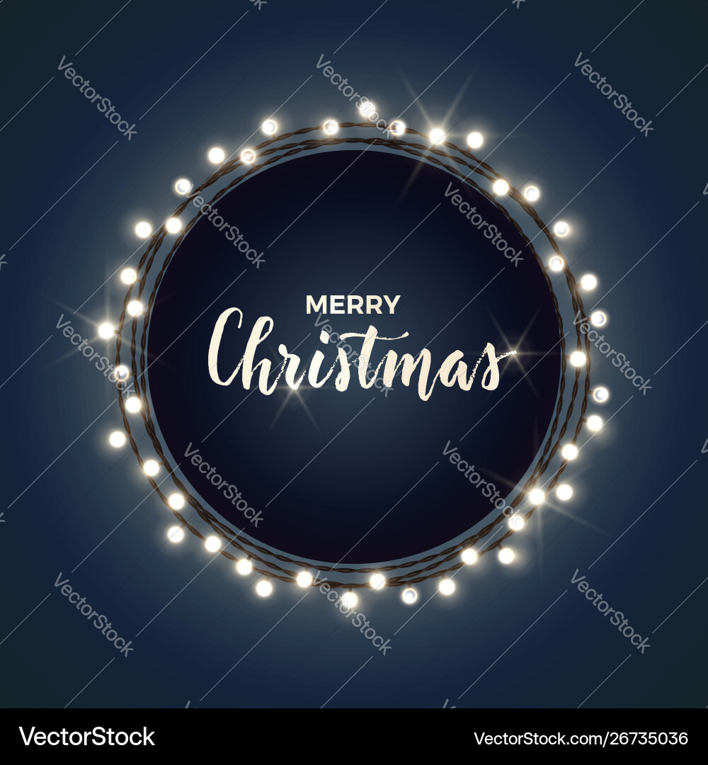 Round christmas design with light bulb garland Round christmas design with light bulb garland vector image
