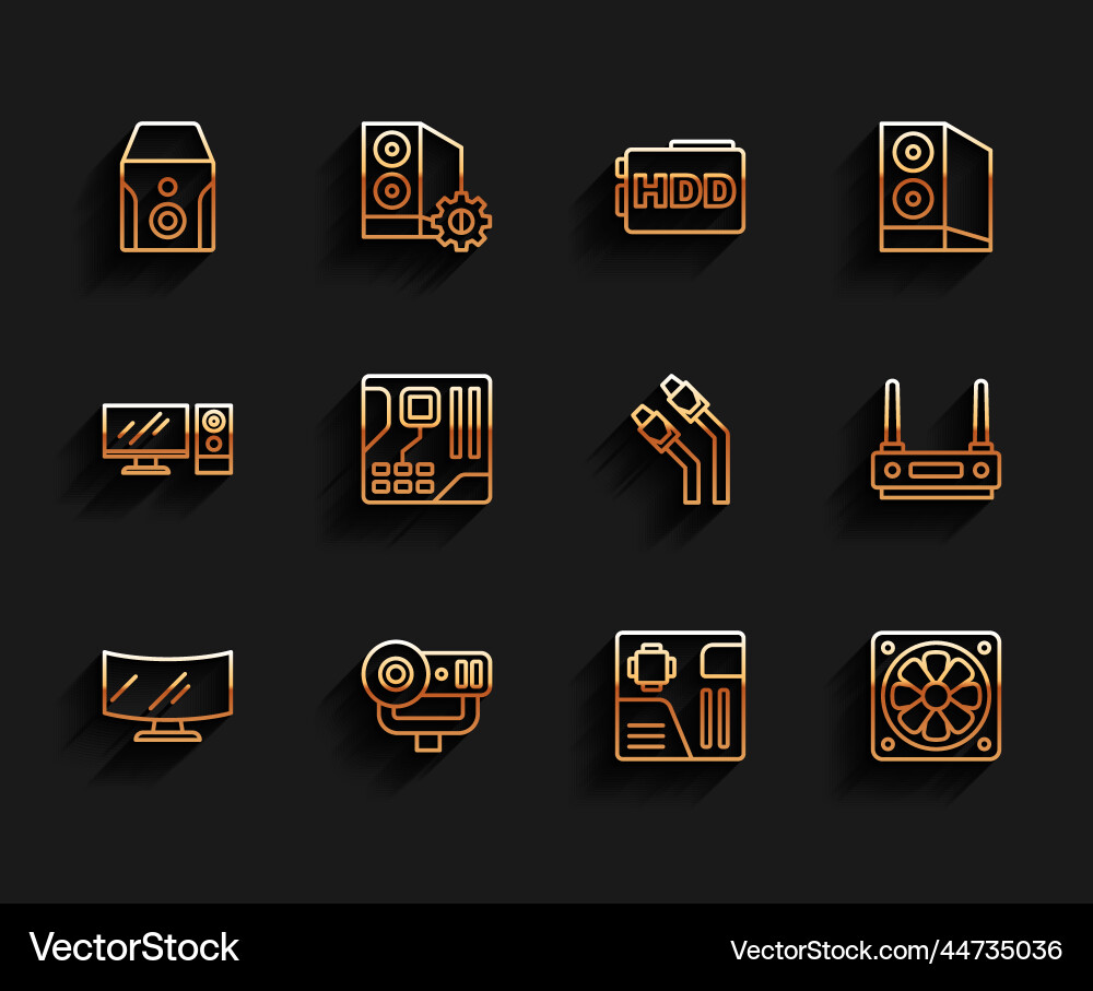 Set line computer monitor screen web camera Set line computer monitor screen web camera vector image