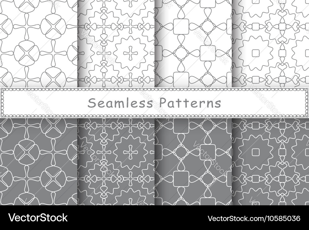 Set of 8 seamless patterns in ethnic style vector image