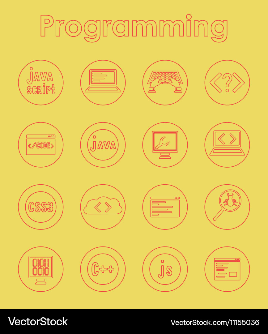 Set of programming simple icons vector image