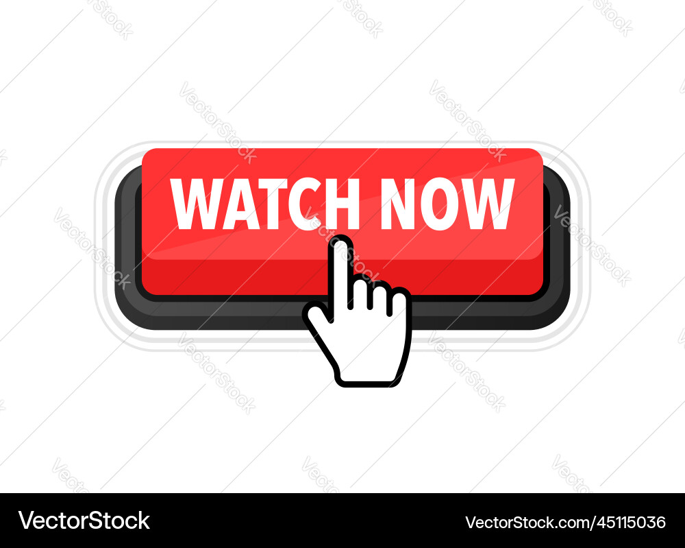 Watch now button with cursor pointer click vector image