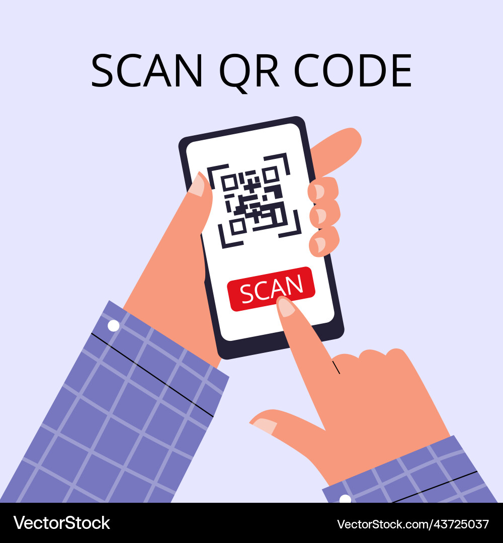 Banner about scan qr code flat style vector image