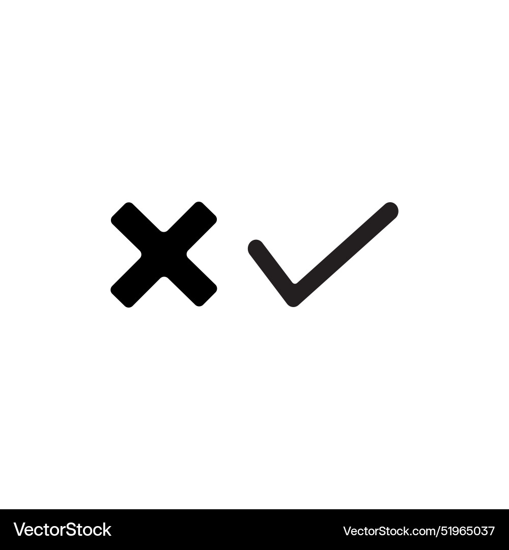 Cross check mark icons flat round buttons set Vector Image