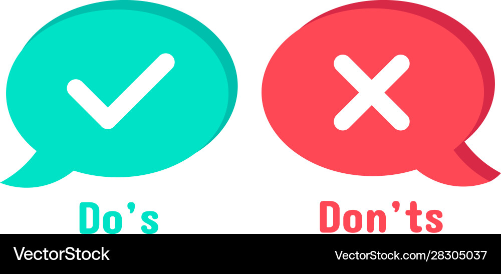 Do and dont icons speech bubble checklist element Do and dont icons speech bubble checklist element vector image