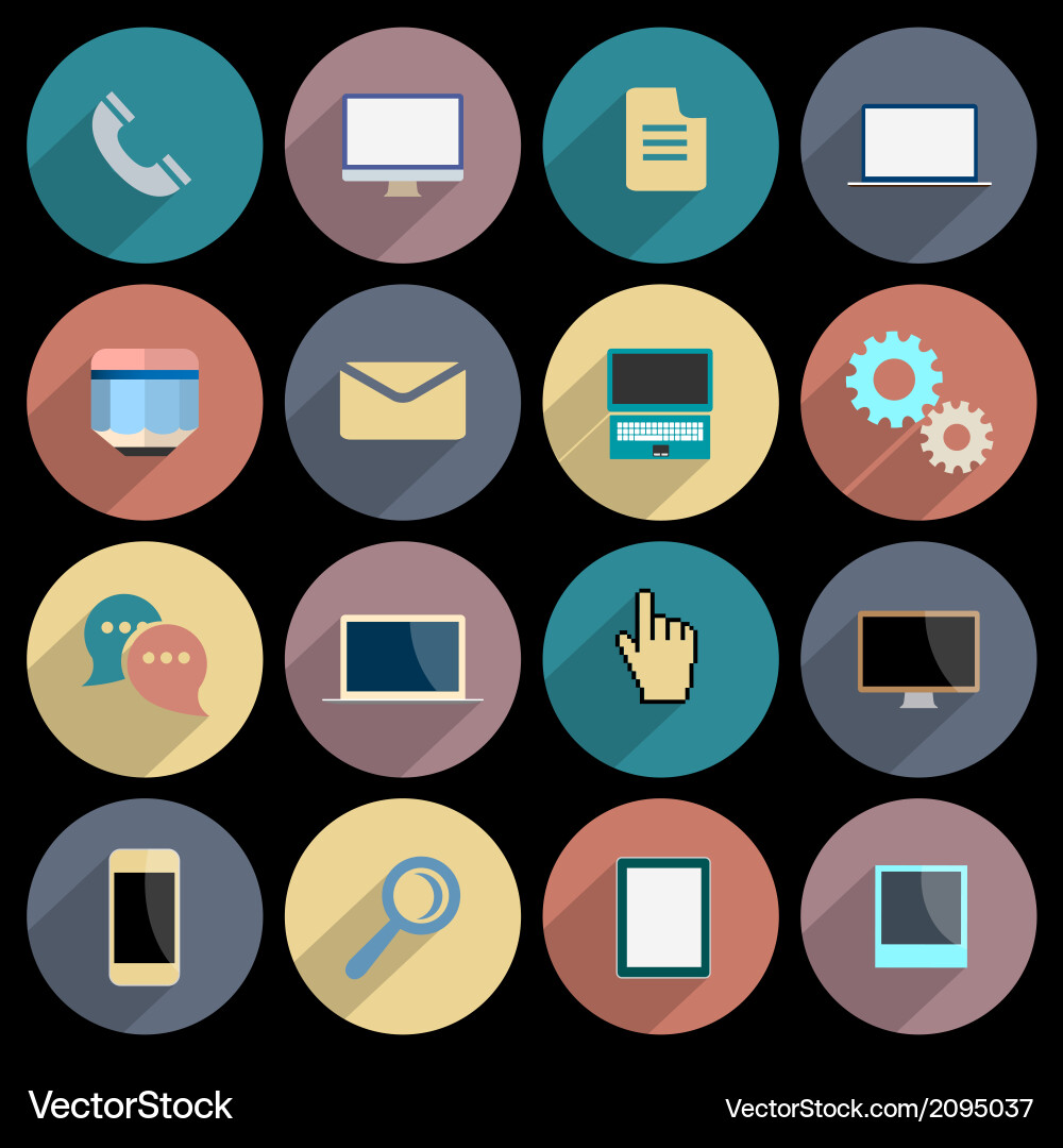 Flat icons for web and mobile applications objects Vector Image