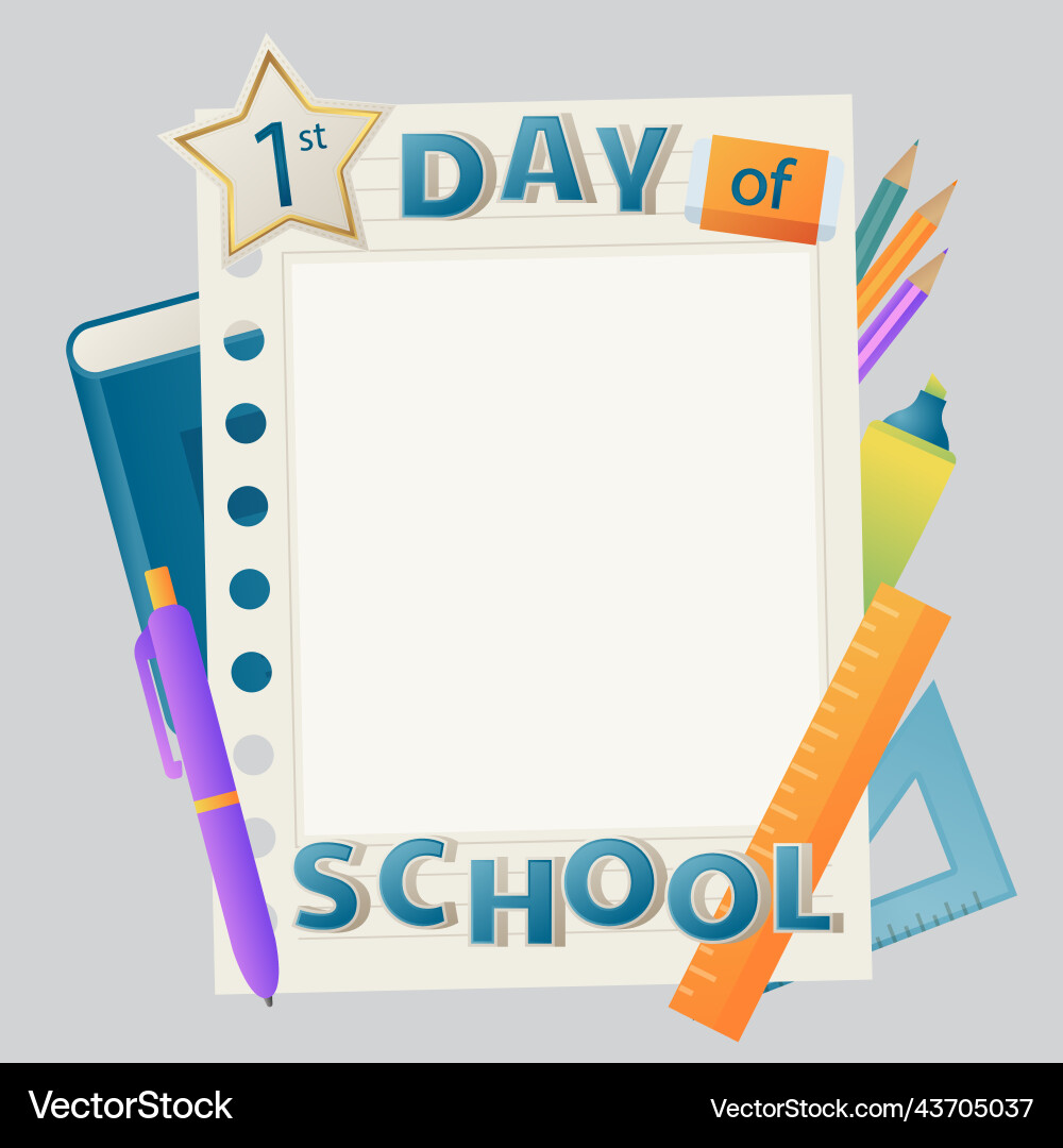 Gradient first day of school frame design Vector Image