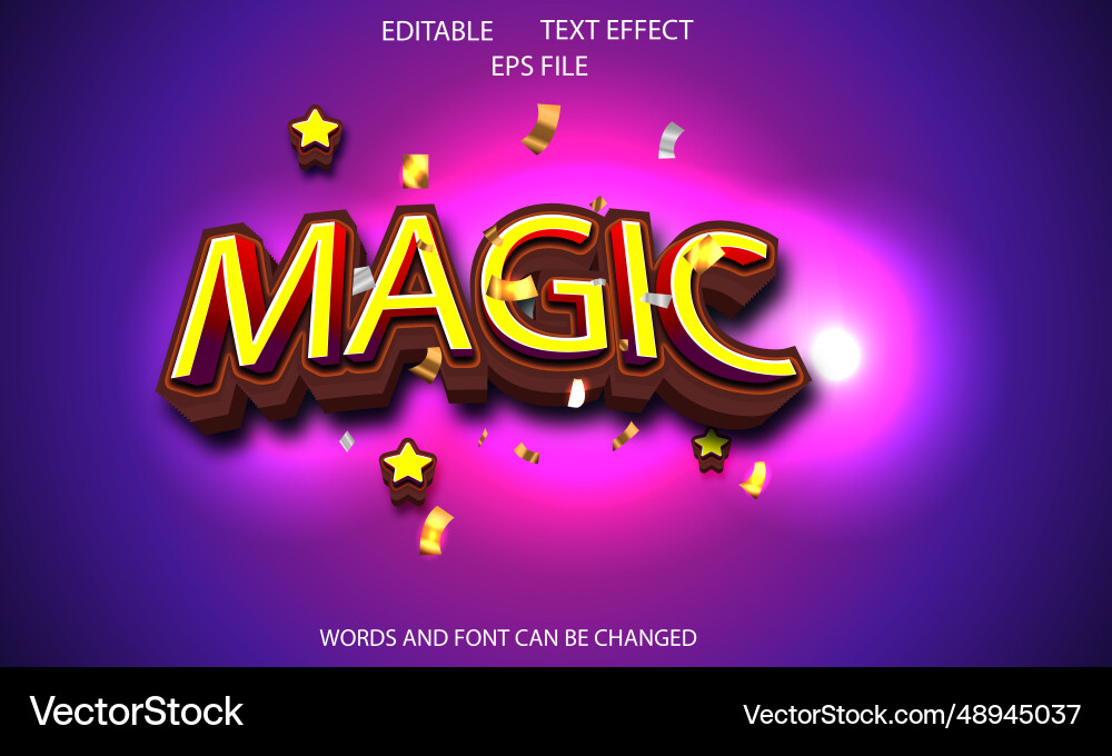 Magic editable text effect 3d font style template Magic editable text effect 3d font style template vector image
