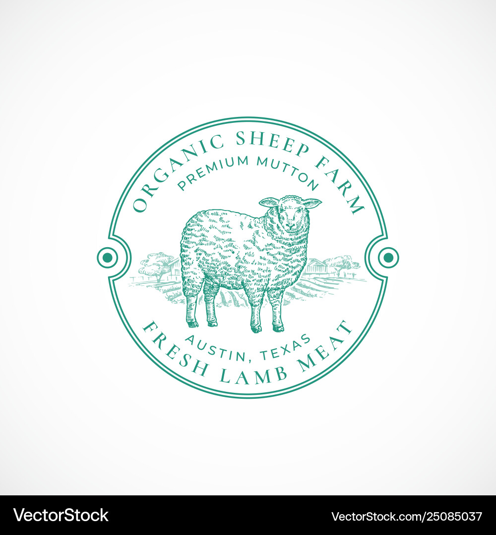 Sheep farm framed retro badge or logo template Sheep farm framed retro badge or logo template vector image