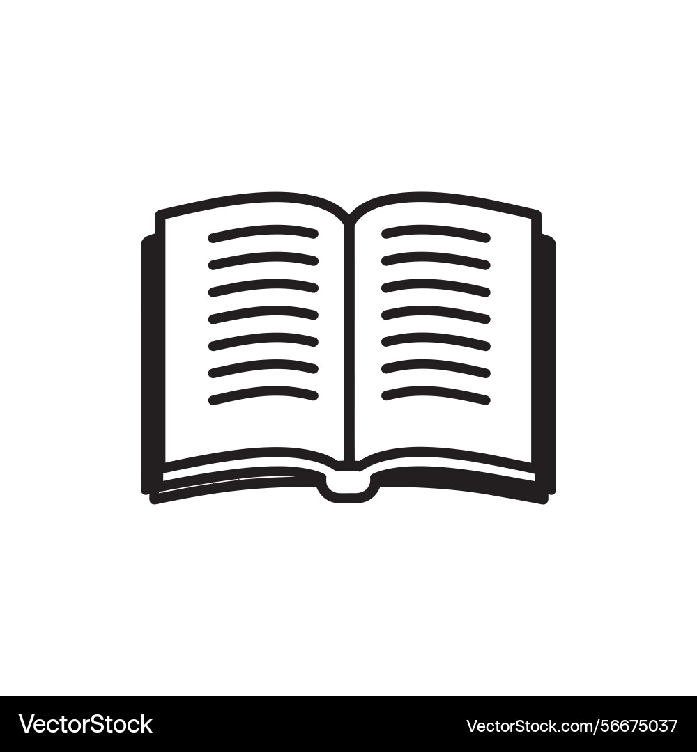 Simple open book outline icon with horizontal Vector Image