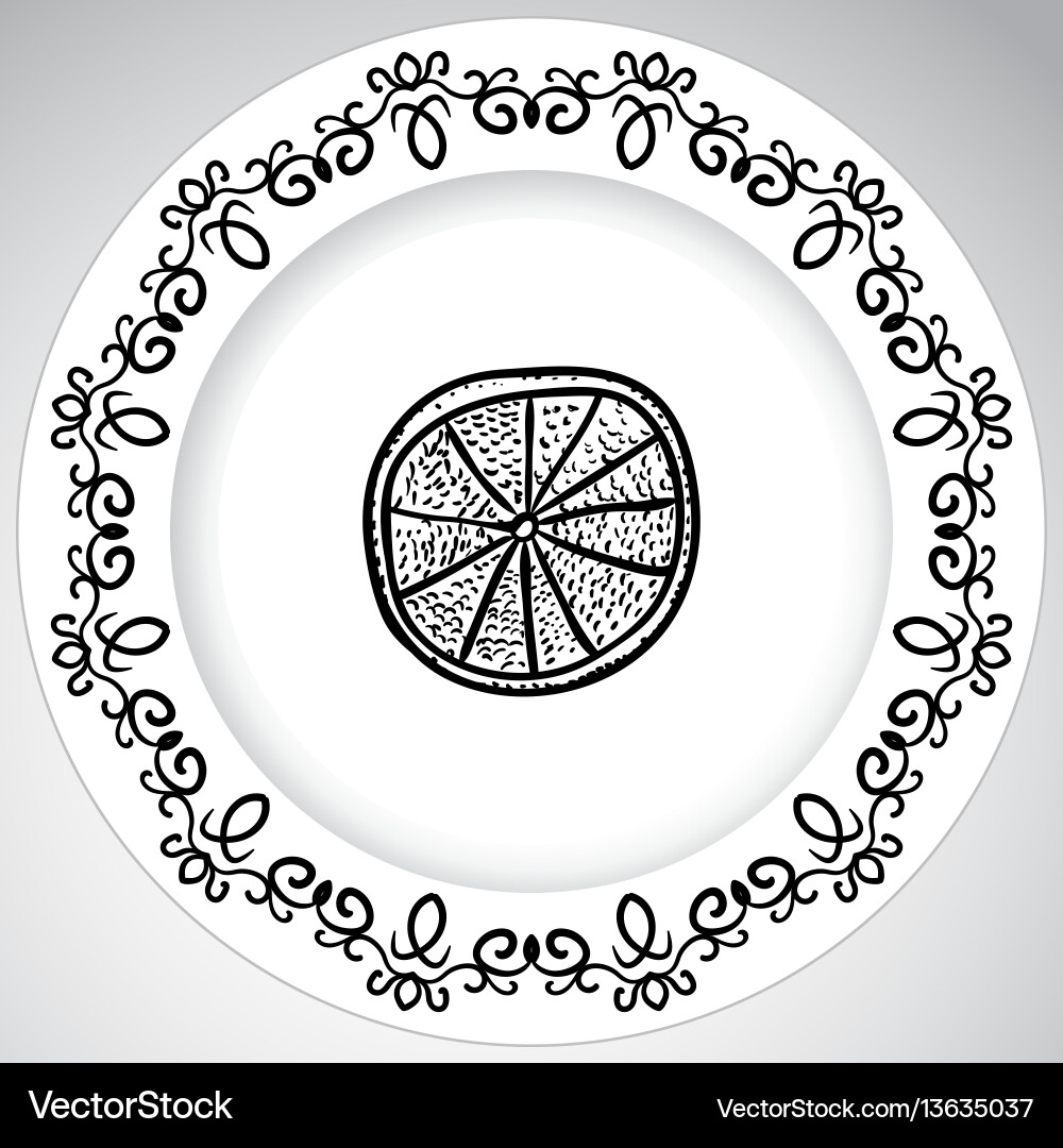Template plates pattern with fruit in a graphic Template plates pattern with fruit in a graphic vector image