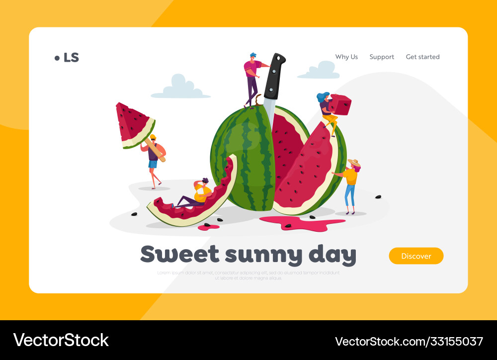 Tiny characters enjoying with huge watermelon Tiny characters enjoying with huge watermelon Vector Image