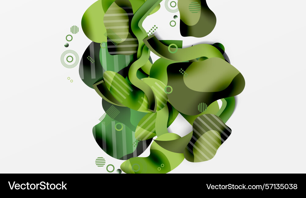 Abstract green shapes overlap creating dynamic Abstract green shapes overlap creating dynamic Vector Image