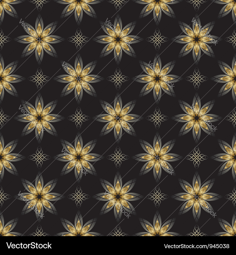Black seamless texture with golden elements Vector Image