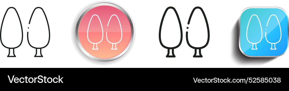 Cedar icon thin linear regular and button style vector image