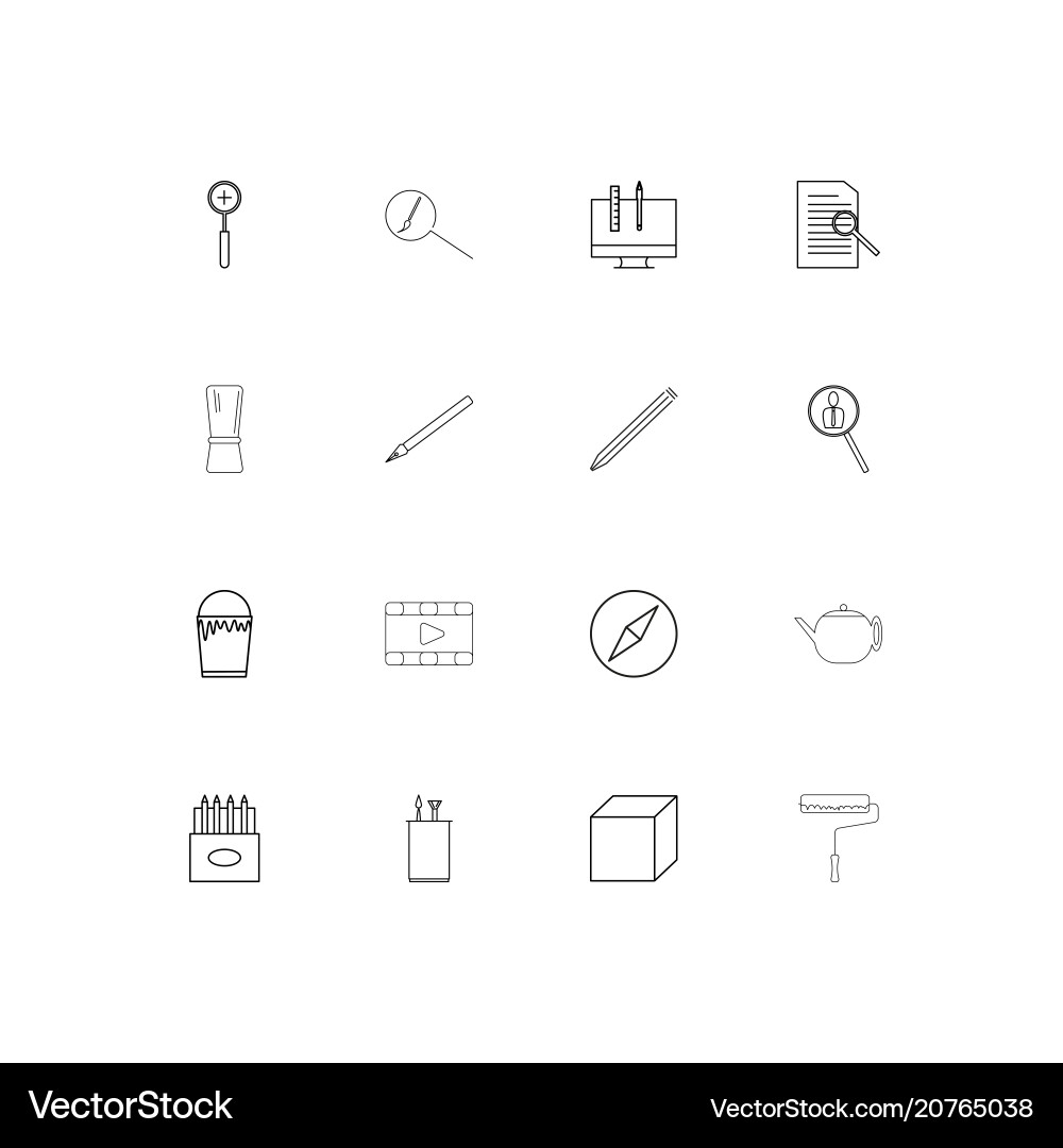 Creative process and design linear thin icons set vector image