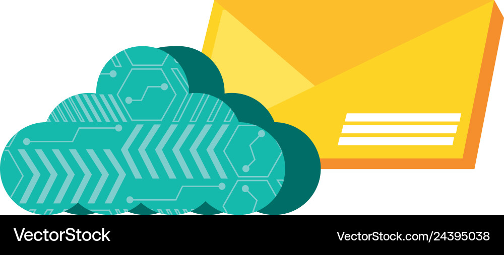 Envelope mail with cloud computing Vector Image