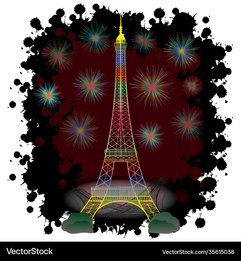 Fireworks over eiffel tower Vector Image