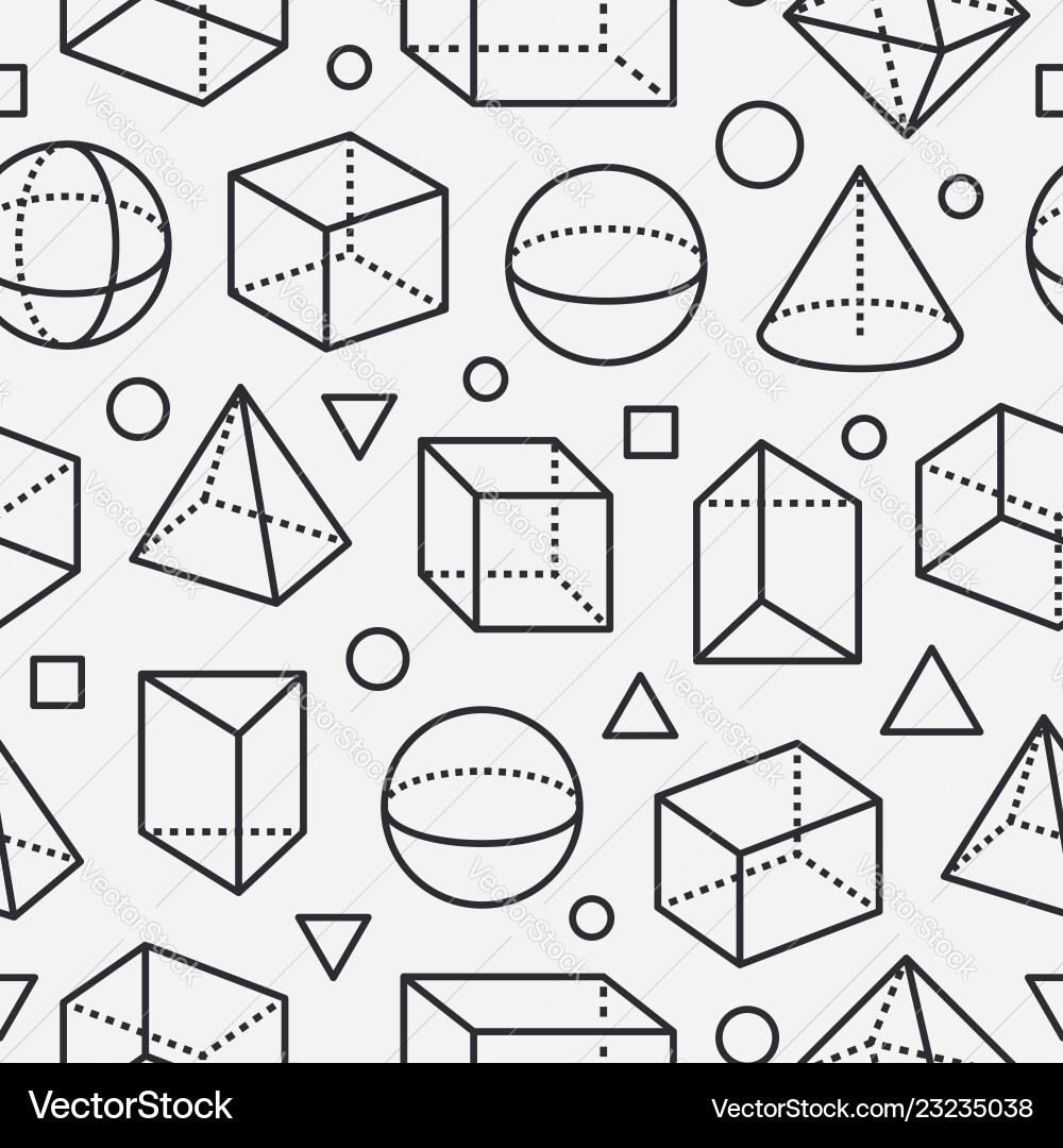 Geometric shapes seamless pattern with flat line Vector Image