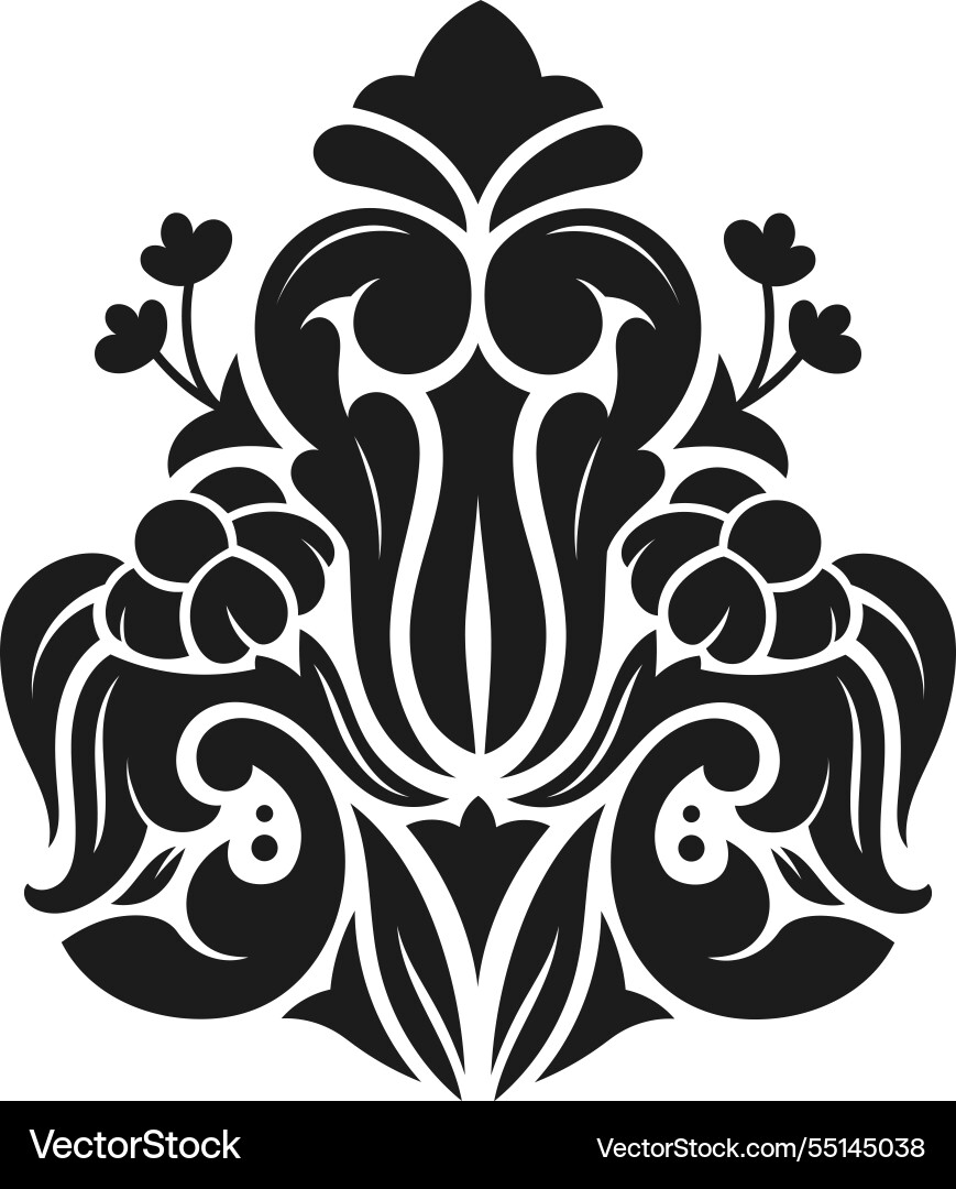 Intricate black floral design featuring Intricate black floral design featuring vector image