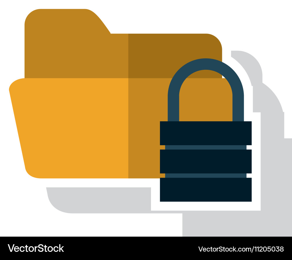 Isolated file padlock and data base design Vector Image