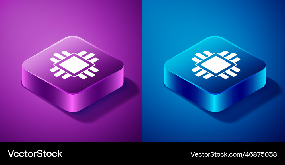 Isometric computer processor with microcircuits Vector Image