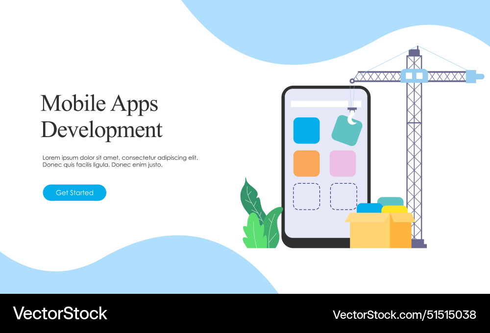 Landing page template for mobile app development Vector Image