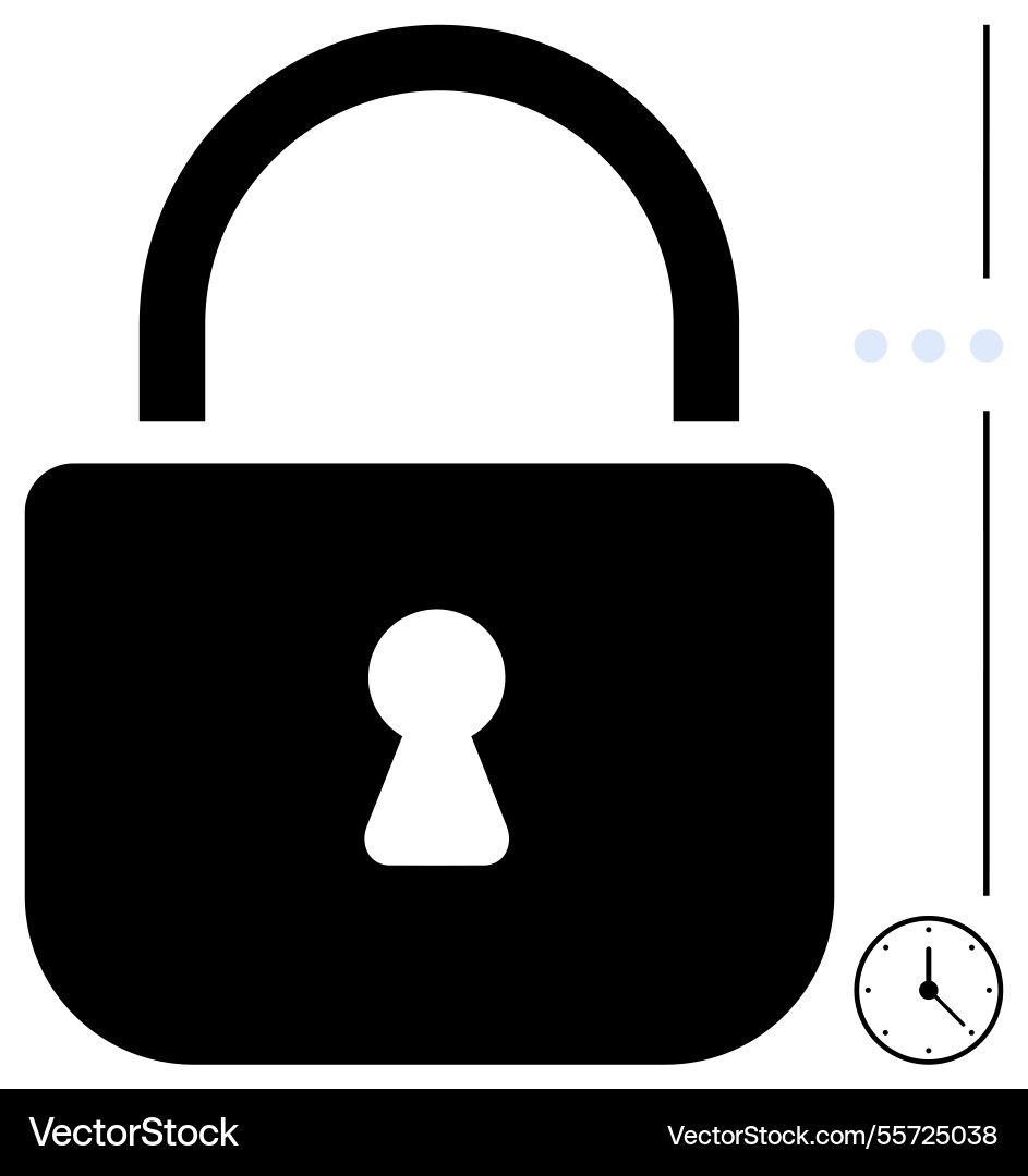Padlock with keyhole and clock indicating security Padlock with keyhole and clock indicating security vector image