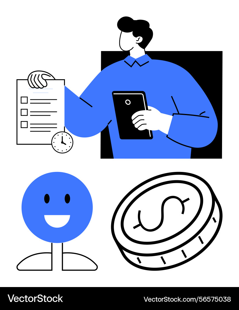 Professional analyzing checklist with clock Professional analyzing checklist with clock vector image