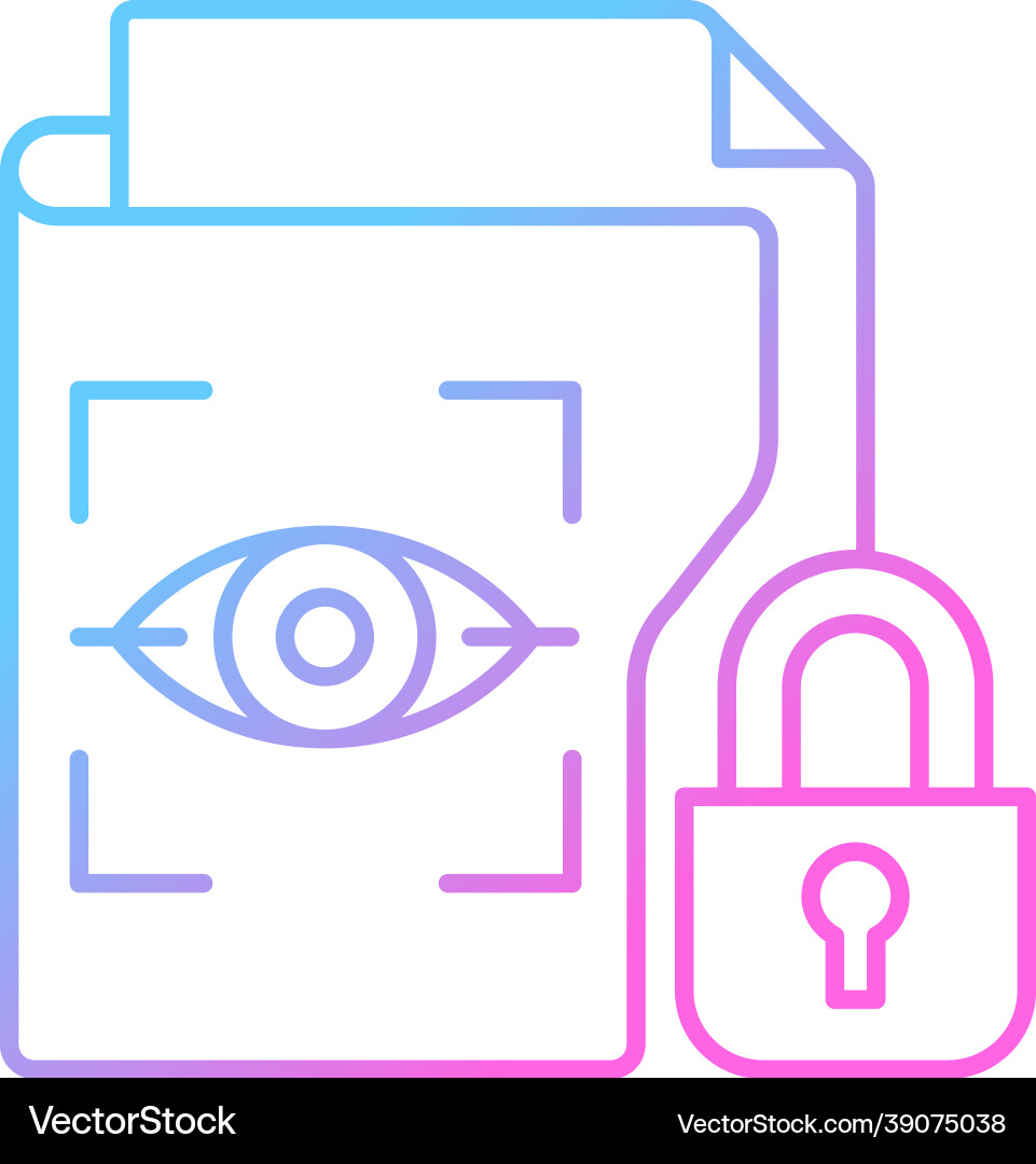 Protected biometric data gradient linear icon Protected biometric data gradient linear icon vector image