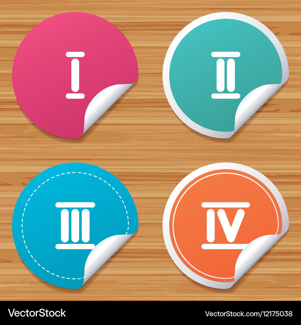 Roman numeral icons number one two three Vector Image