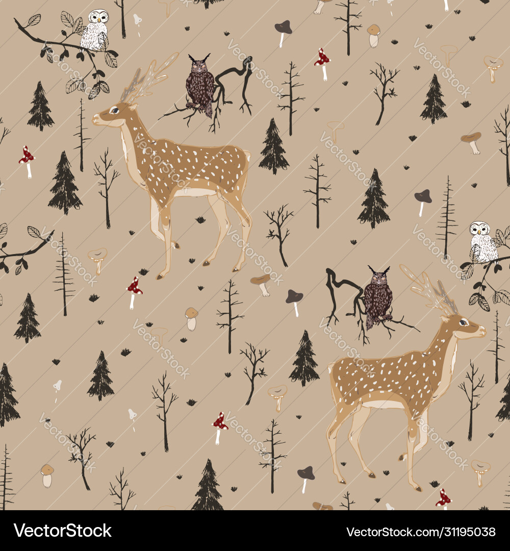 Seamless pattern with forest animals Royalty Free Vector
