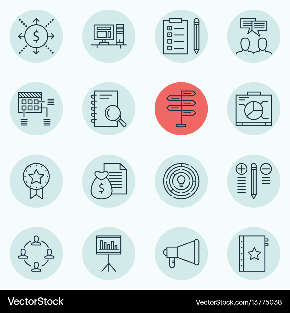 Set of 16 project management icons includes Set of 16 project management icons includes vector image