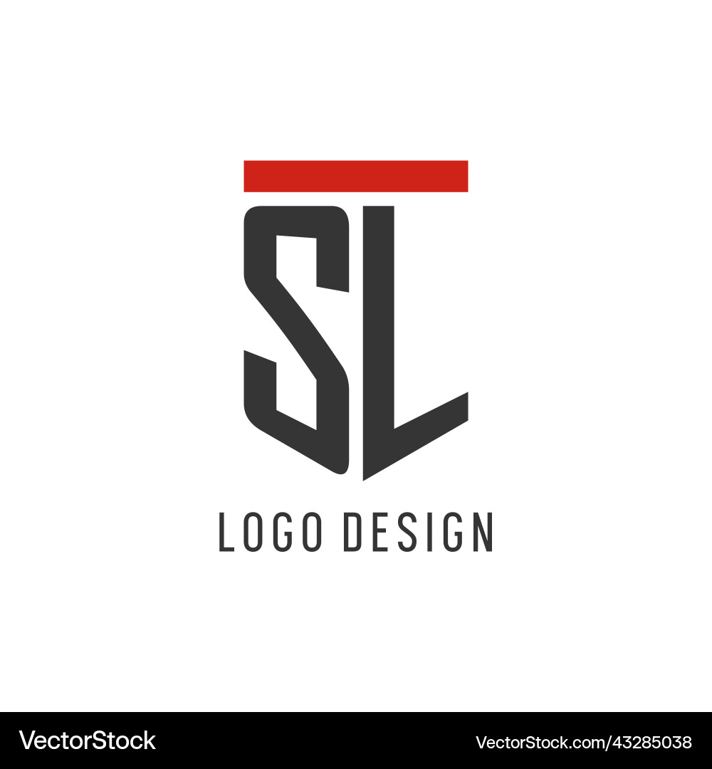 Sl initial esport logo with simple shield design Vector Image