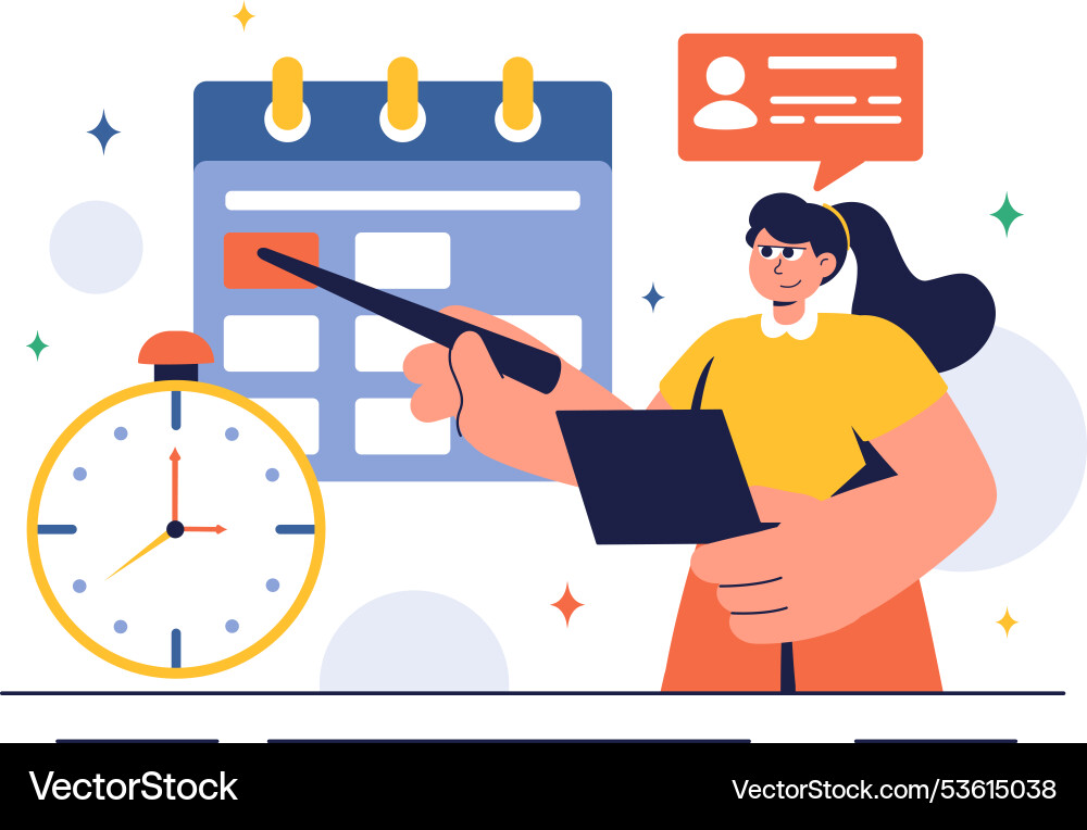 Time management with clock settings task planning Time management with clock settings task planning Vector Image