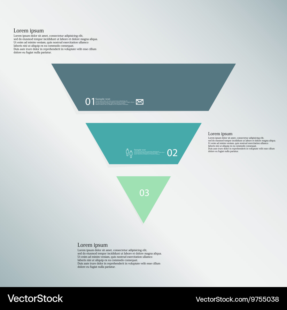 Triangle template consists of three color parts Vector Image