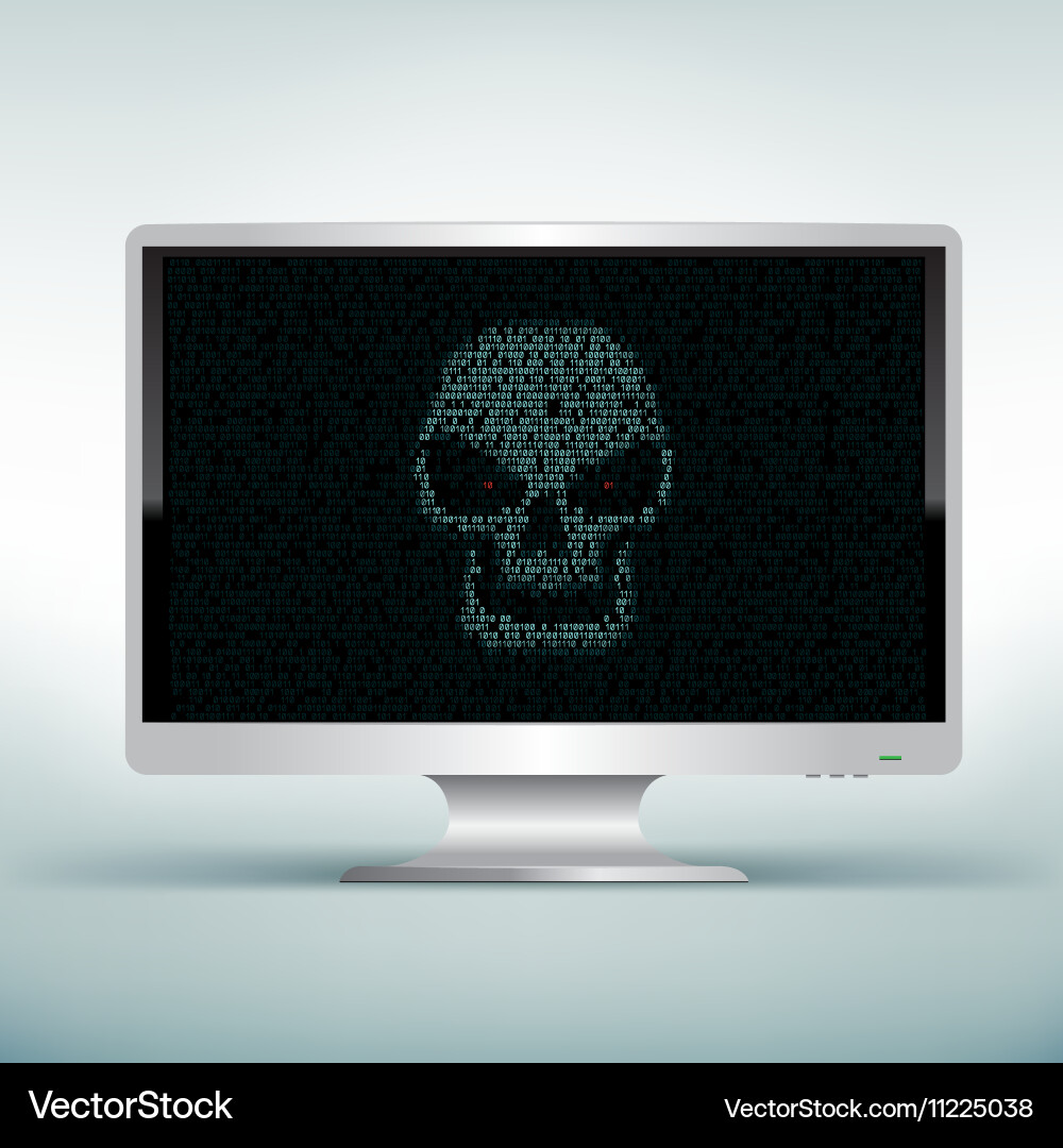 White monitor with skull code Vector Image